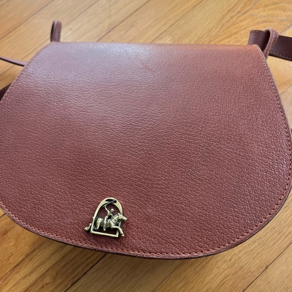 Vintage Ralph Lauren Leather Saddle Crossbody Bag with Brass Polo Player Clasp - Picture 4 of 10